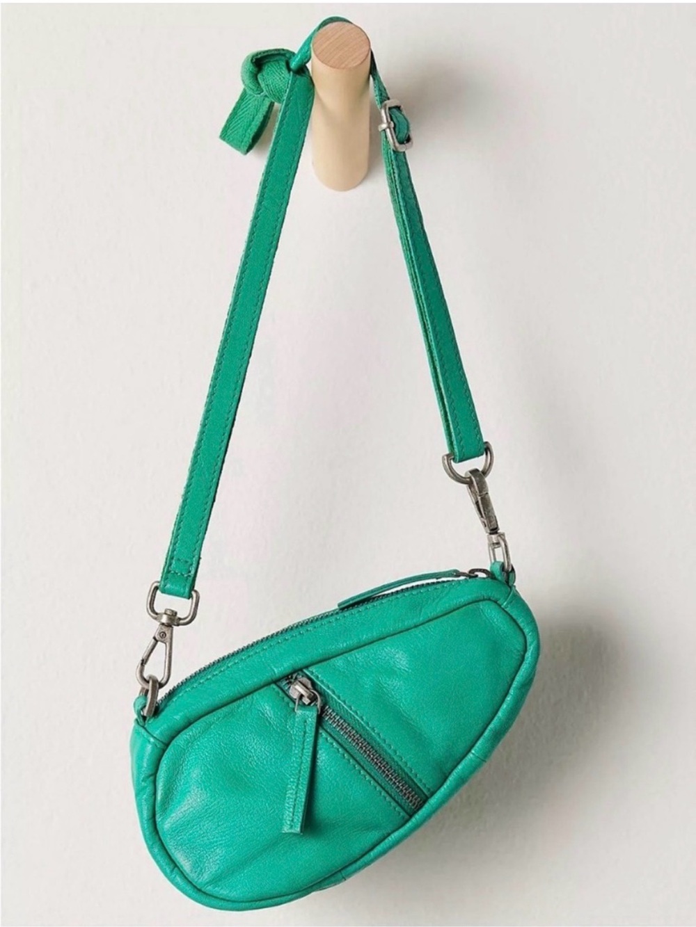 Free People Teal Green Leather Crossbody Bag
